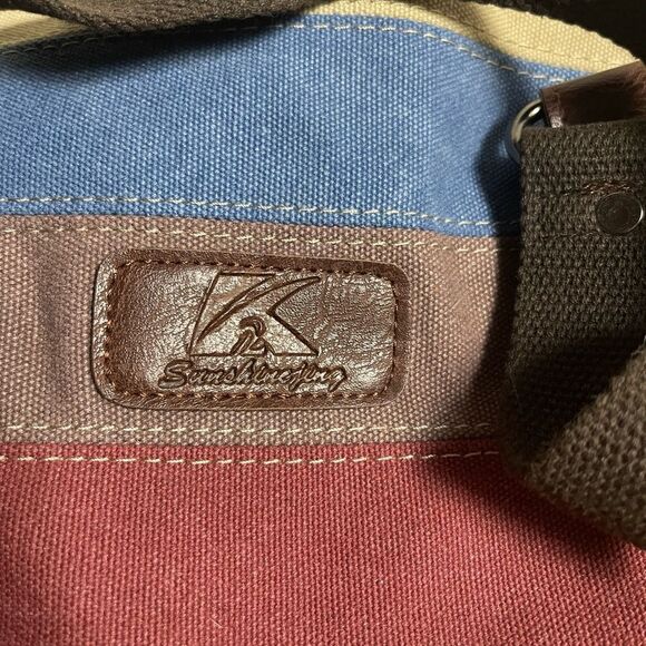 SUNSHINEJING Striped Canvas Tote Crossbody Strap Double Handles - Picture 12 of 12